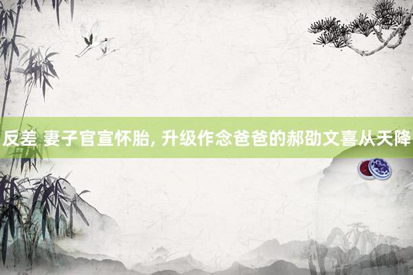 反差 妻子官宣怀胎， 升级作念爸爸的郝劭文喜从天降